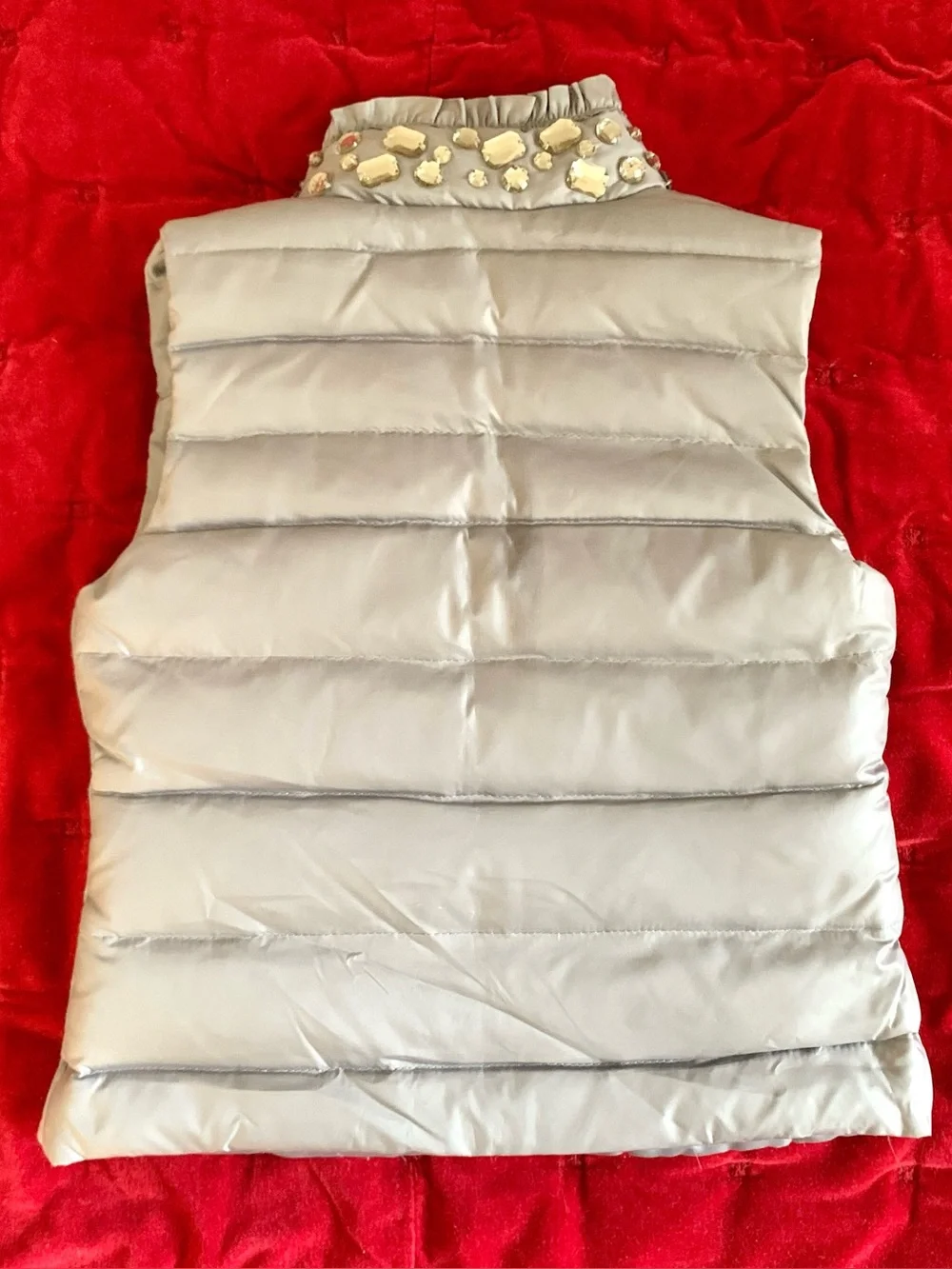 Kate Mack Gray Puffer Jewels Vest jacket Girl 6 EUC